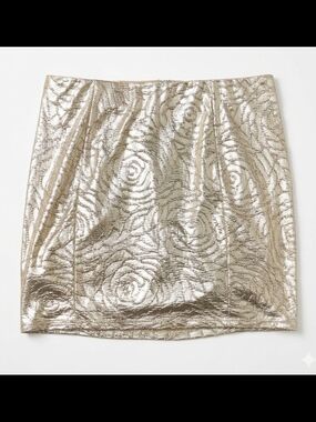 GUESS Metallic Rose Jacquard Mini Skirt - Gold
